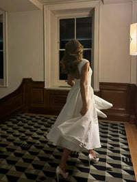 Robe de Soirée Plein Air Plissée A-ligne Grande Ourlet