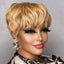 Wig Pixie Brun avec Frange en Cheveux Humains