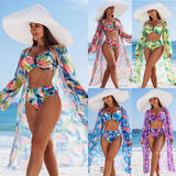 Détail du haut de maillot de bain et bas taille haute imprimé floral pour femme