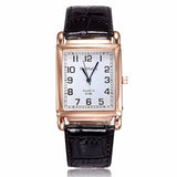 Montre femme chic cadran carré blanc et bracelet en cuir noir