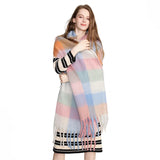 Écharpe Foulard Femme Hiver Style Classique Polyester Chaud à Franges