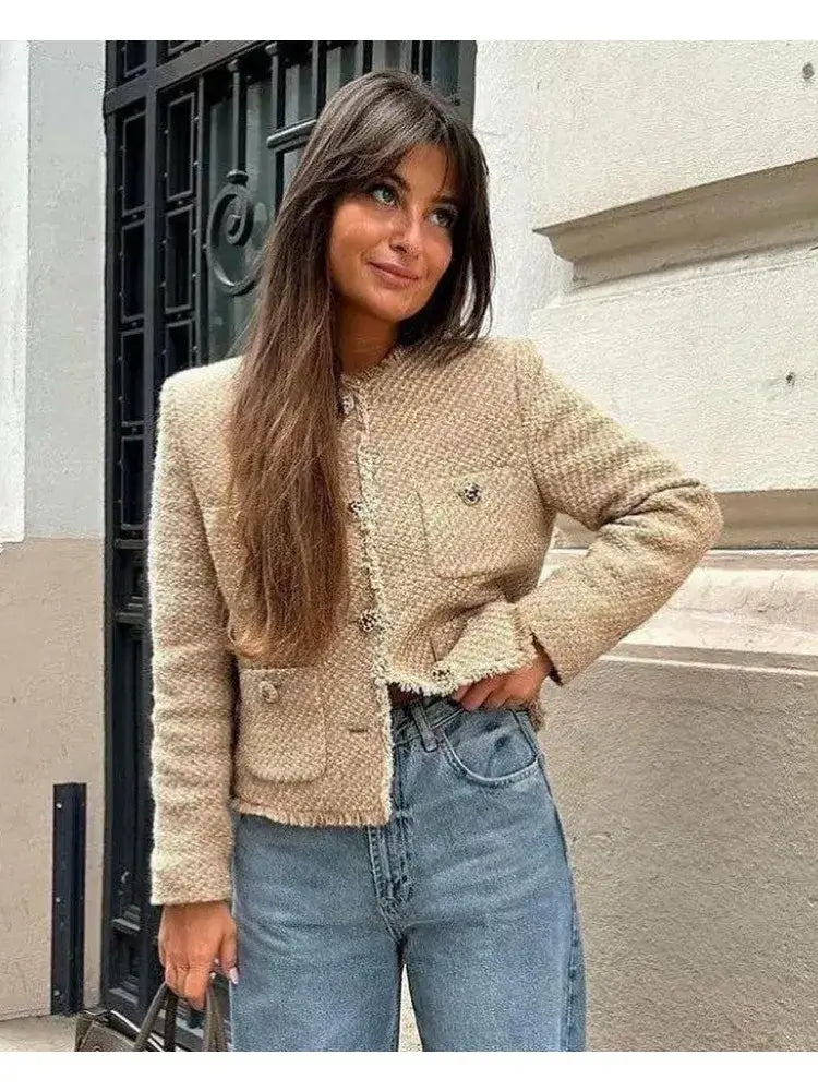 Veste Chic Femme en Tweed Basique