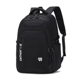 Sac à dos femme noir multifonction en nylon, idéal pour le collège avec compartiment pour ordinateur.