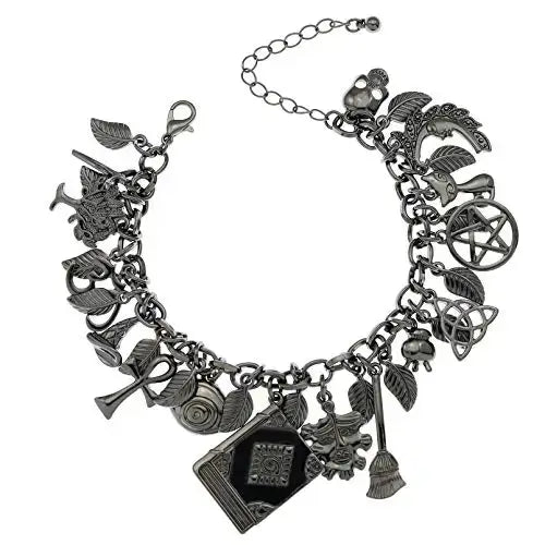 Pulsera católica vintage con medallas religiosas y dijes de santos