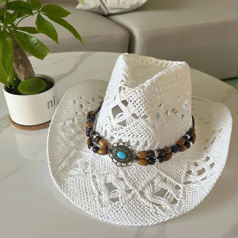 Chapeau Bohème en Paille pour Femme – Style Vintage Été et Plage
