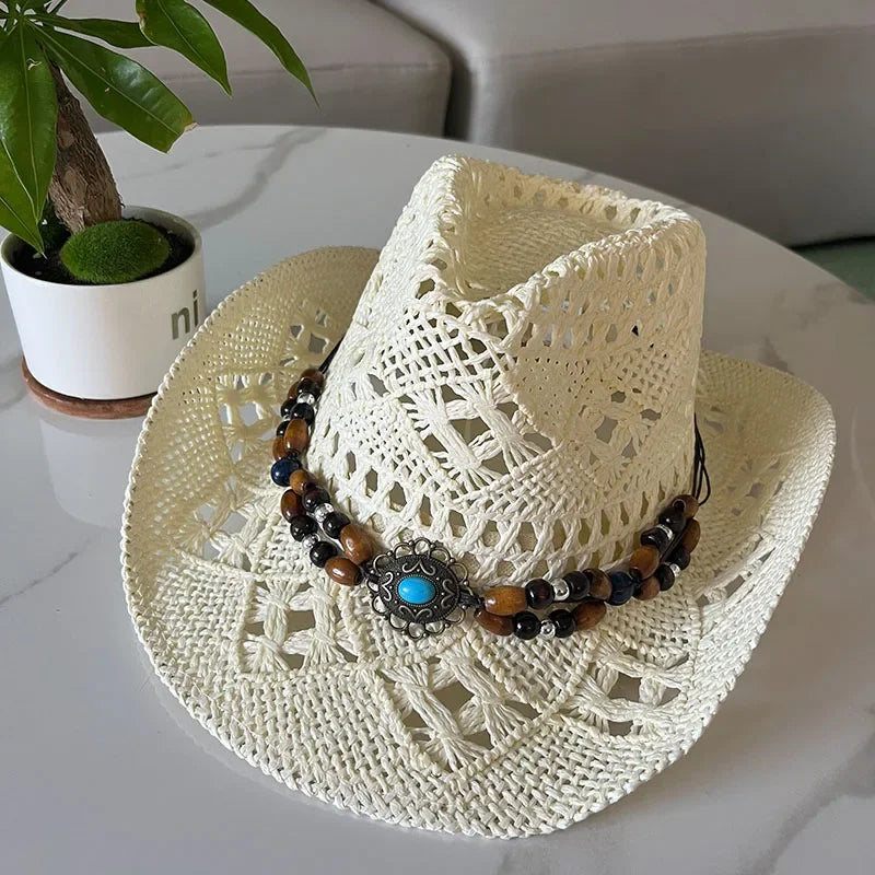 Chapeau Bohème en Paille pour Femme – Style Vintage Été et Plage
