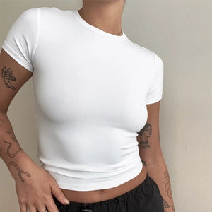 T-shirt Femme Slim Fit à Manches Courtes O-Neck Tricoté