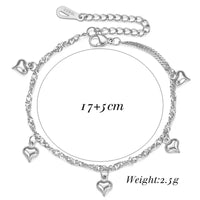 Bracelet de charme avec pendentifs cœur en acier inoxydable