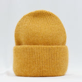 Bonnet Hiver Femme en Fourrure de Lapin Tricoté Chaud Style Minimaliste