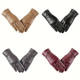 Gants Femme Style Chic en Similicuir avec Doublure Polaire et Écran Tactile