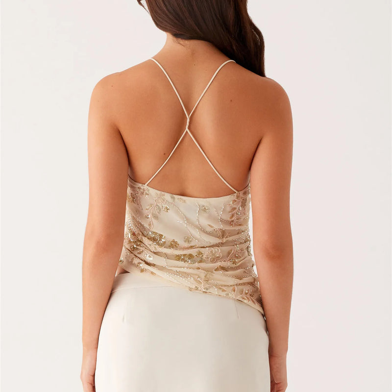 Haut Cami à Paillettes Brillant Femme