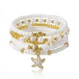 Vue d'ensemble des bracelets bohèmes fantaisie avec motifs marins, idéal pour un look estival chic