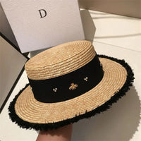 Chapeau en paille d'été à bord plat pour femme