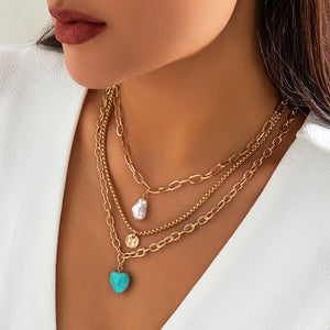 Collar con colgante de perlas góticas vintage para mujer