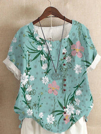 Blouse Blanche Été Rétro en Coton et Chanvre