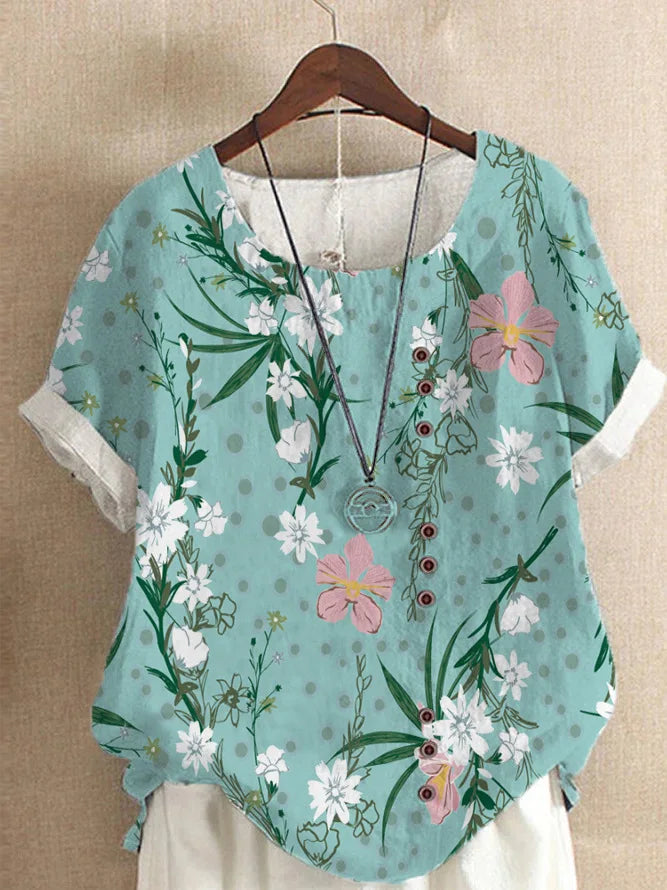 Blouse Blanche Été Rétro en Coton et Chanvre