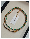 Collier Ras du Cou Élégant en Perles Tubulaires et Pierres Naturelles