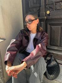 Veste en cuir PU élégante pour femmes