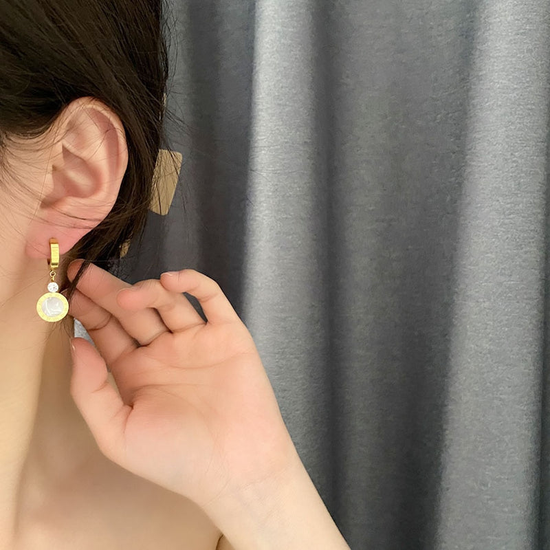 Boucles d'oreilles pendantes style Corréen en acier inoxydable