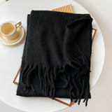 Écharpe Femme Hiver Mohair Mélangé Rose Style Simple et Doux Chaud Longue