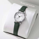 Montre femme bracelet cuir vert cadran blanc