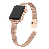 Bracelet milanese fin or rose sur Apple Watch