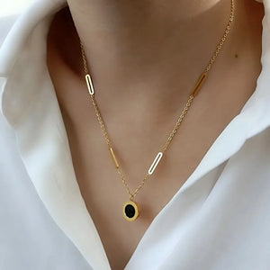 Collier pendentif en acier inoxydable chaîne ras de cou en nacre