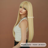 Perruque Longue Blonde Synthétique Densité 150 Pour Femme Cosplay