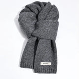Écharpe Femme en Laine Mérinos Style Minimaliste Tricotée Unie Hiver Chaud