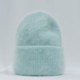 Bonnet Hiver Femme en Fourrure de Lapin Tricoté Chaud Style Minimaliste
