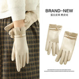 Gants Femme Hiver Simili Daim Élégant Tactile Style Affaires Boucle Métal