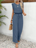 Ensemble Femme Été Haut Sans Manches Col O Pantalon Élastique