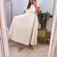 Robe Longue Évasée Plissée Taille Ample