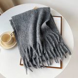 Écharpe Femme Hiver Mohair Mélangé Rose Style Simple et Doux Chaud Longue