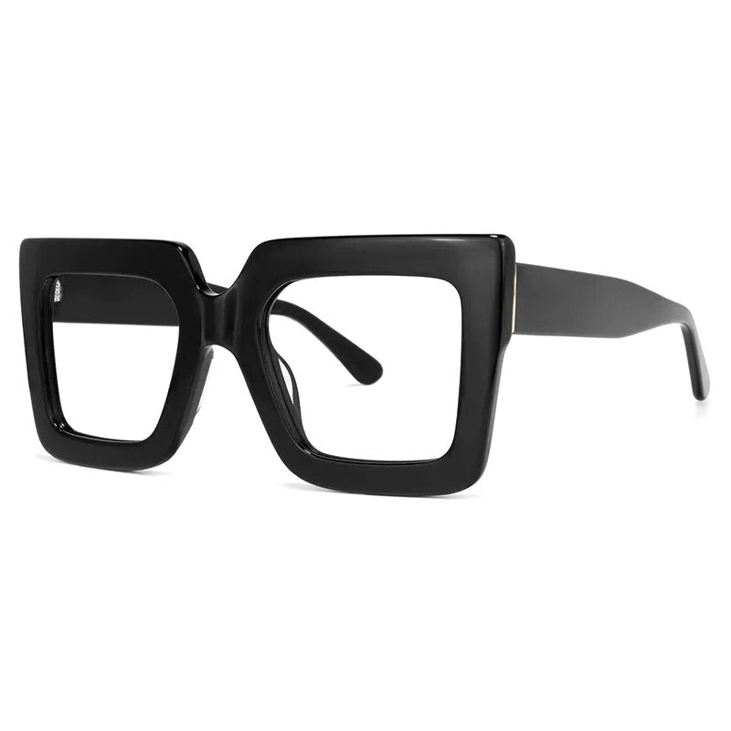 Clear oversized square frame glasses for women.