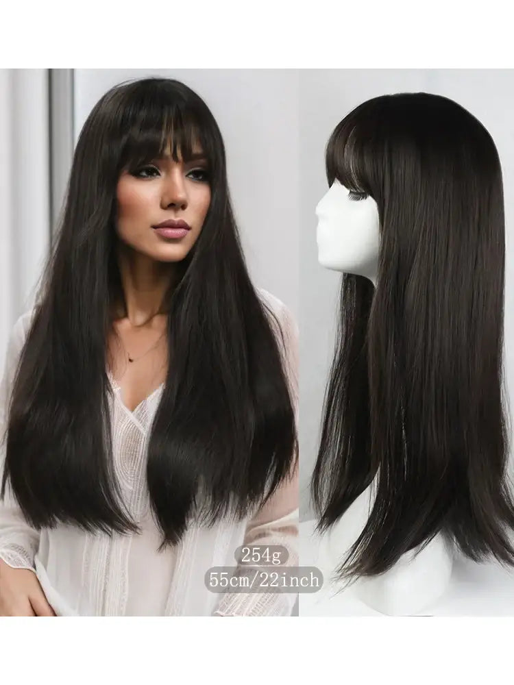 Perruque Synthétique Longue Élégante pour Femme