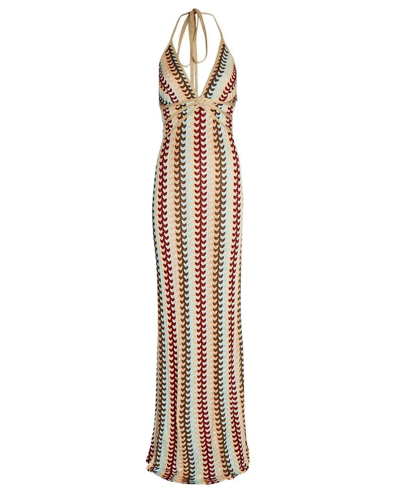 Robe Longue Élégante d'Été à Décolleté Crochet
