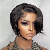 Perruque lace frontal courte en cheveux humains