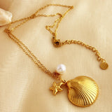 Collier doré avec pendentif étoile de mer, dimensions et matière