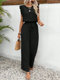Ensemble Femme Été Haut Sans Manches Col O Pantalon Élastique