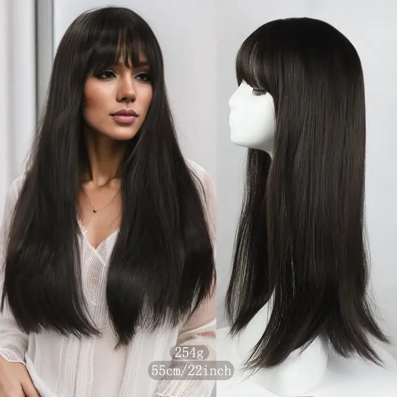 Perruque Synthétique Longue Élégante pour Femme