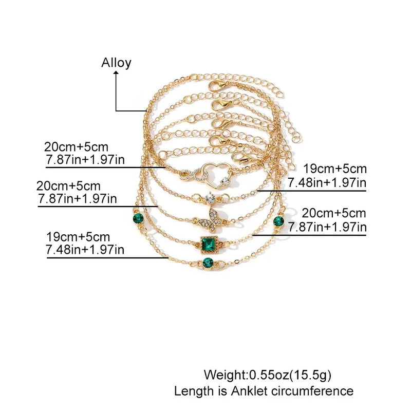 Lot de Bracelets avec pierre en Cristal Vert