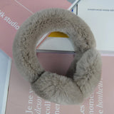 Cache-Oreilles Femme Style Hiver en Fourrure Naturelle de Lapin Rex Doux