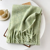 Écharpe Femme Hiver Mohair Mélangé Rose Style Simple et Doux Chaud Longue