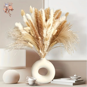 Bouquet Fleurs Séchées Pampas Queue De Lièvre Décor Bohème Maison