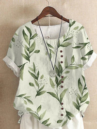 Blouse Blanche Été Rétro en Coton et Chanvre