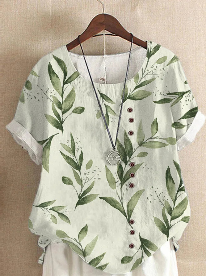 Blouse Blanche Été Rétro en Coton et Chanvre