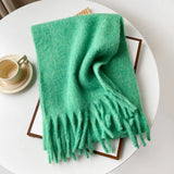 Écharpe Femme Hiver Mohair Mélangé Rose Style Simple et Doux Chaud Longue