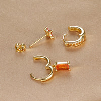 Boucles d'oreilles pendantes zircon avec motif fleur