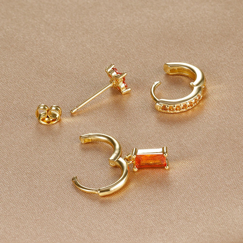 Boucles d'oreilles pendantes zircon avec motif fleur